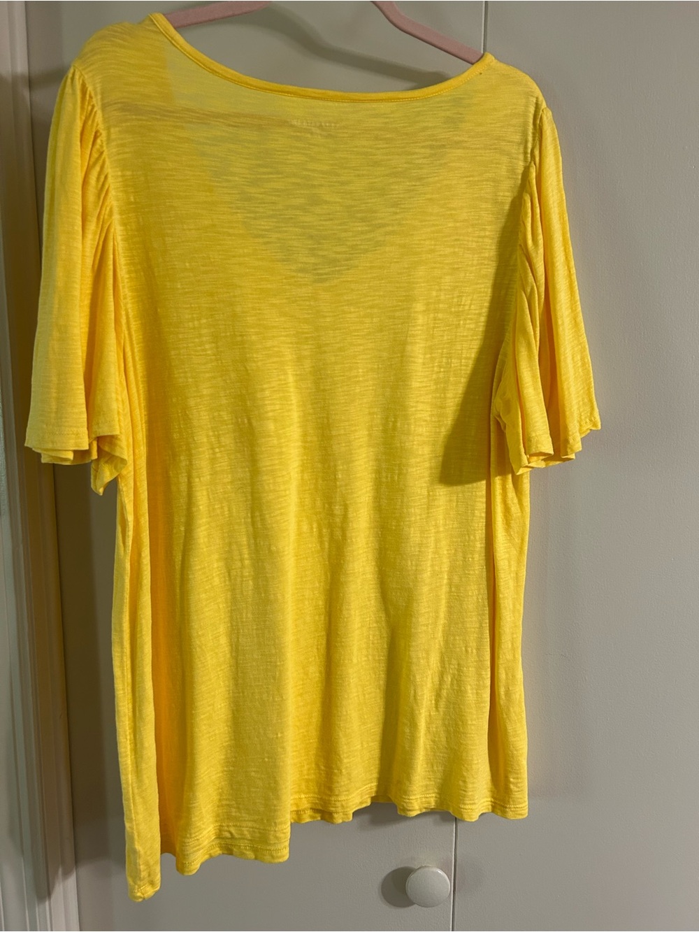 Lane Bryant Yellow V-Neck Short Sleeve Top - Picture 2 of 4